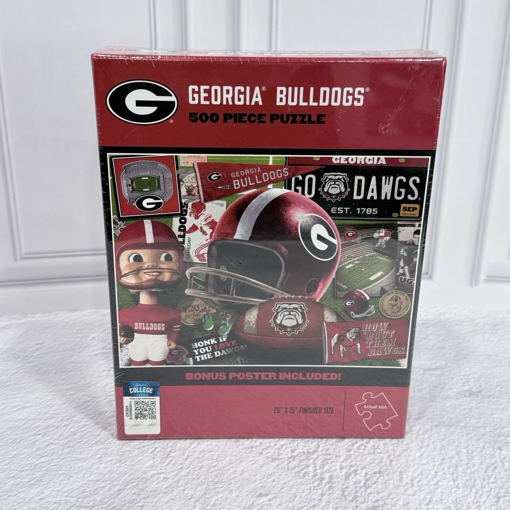 Georgia Bulldogs UGA Dawgs 500 Piece Puzzle Bonus Poster New Sealed